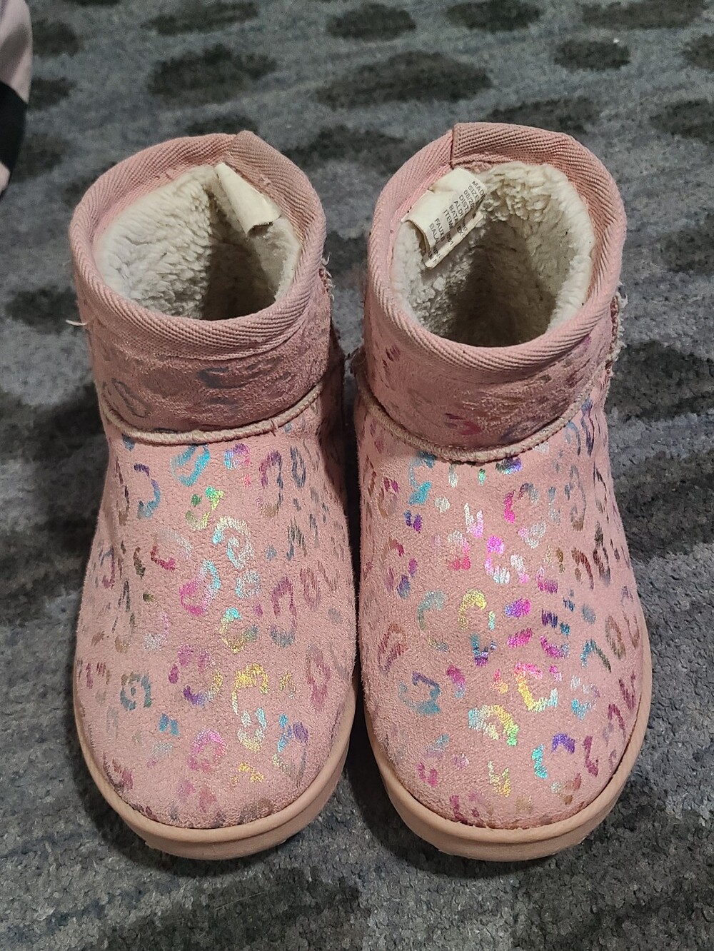 Girls Tiddler Pink Fuzzy Boots sz 9/10c